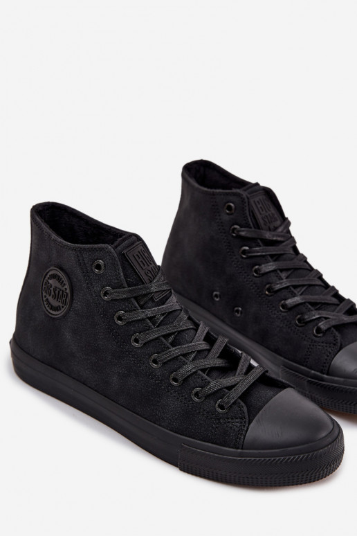 Vīriešu brīvā laika apavi siltināti no eko ādas Big Star OO174247 HI-POLY SYSTEM melnas krāsas