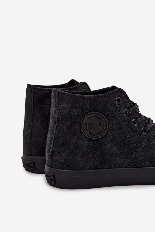 Vīriešu brīvā laika apavi siltināti no eko ādas Big Star OO174247 HI-POLY SYSTEM melnas krāsas