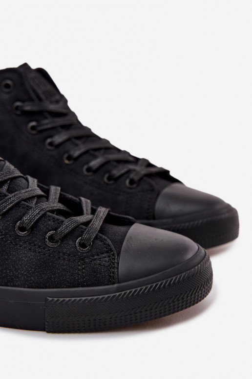 Vīriešu brīvā laika apavi siltināti no eko ādas Big Star OO174247 HI-POLY SYSTEM melnas krāsas