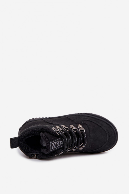 pārgājienu zābaki apavi Bērnu apavi siltināti Big Star SS374075 melnas krāsas