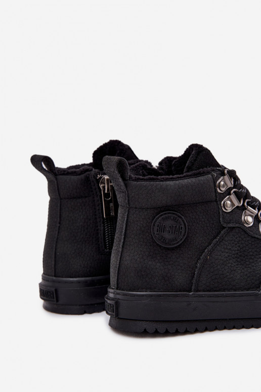 pārgājienu zābaki apavi Bērnu apavi siltināti Big Star SS374075 melnas krāsas