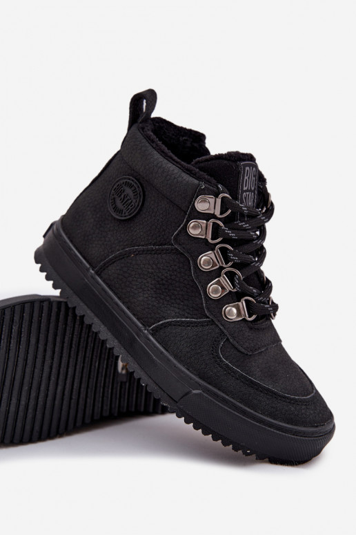 pārgājienu zābaki apavi Bērnu apavi siltināti Big Star SS374075 melnas krāsas