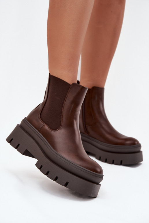 siltināti stilīgi puszābaki Sieviešu ar platformu CzekoladoIne Ismira