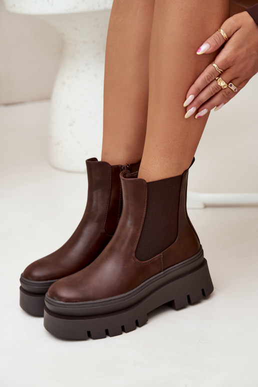 siltināti stilīgi puszābaki Sieviešu ar platformu CzekoladoIne Ismira