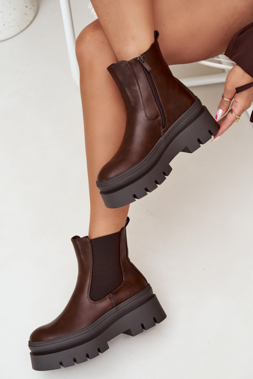 siltināti stilīgi puszābaki Sieviešu ar platformu CzekoladoIne Ismira