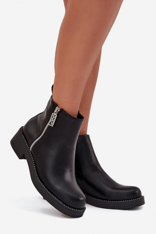 siltināti zempapēžu apavi sievietēm ar mirdzošiem spīdumiņiem melnas krāsas Vionna