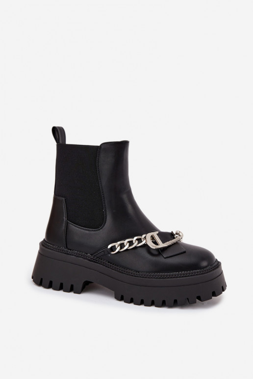 Sieviešu puszābaki ar platformu Ar ķēdi melnas krāsas Tā irrvella