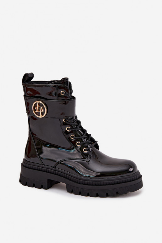 Laque zābaki Sieviešu Ze Zelta krāsasm Detalem siltināti melnas krāsas Fiorena