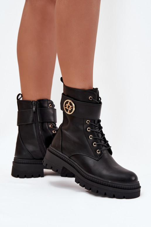 zābaki Sieviešu Ze Zelta krāsasm Detalem siltināti melnas krāsas Fiorena