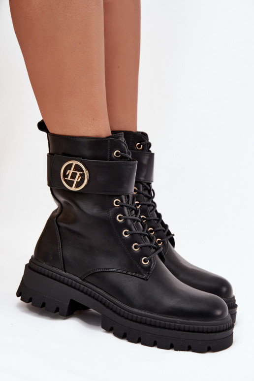 zābaki Sieviešu Ze Zelta krāsasm Detalem siltināti melnas krāsas Fiorena