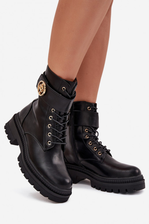 zābaki Sieviešu Ze Zelta krāsasm Detalem siltināti melnas krāsas Fiorena