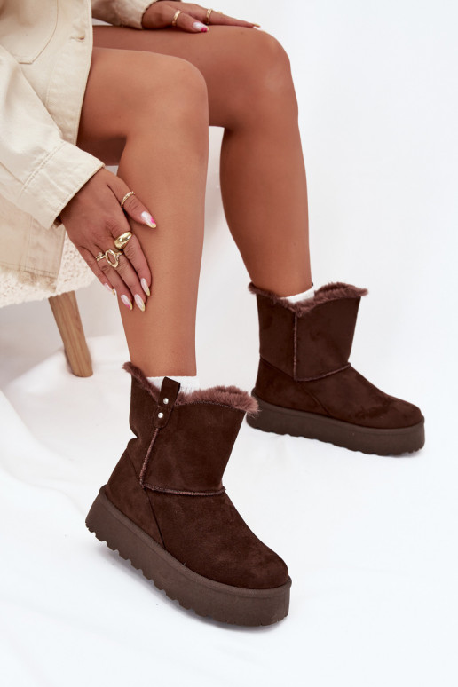 Sieviešu sniega apavi ar platformu ar kažokādu CzekoladoIne Evelira