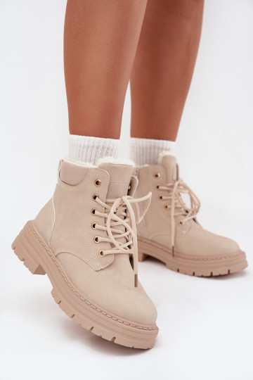 apavi Sieviešu siltināti ar kažokādu Uz pili Ziloņkaula krāsas Tharika 2