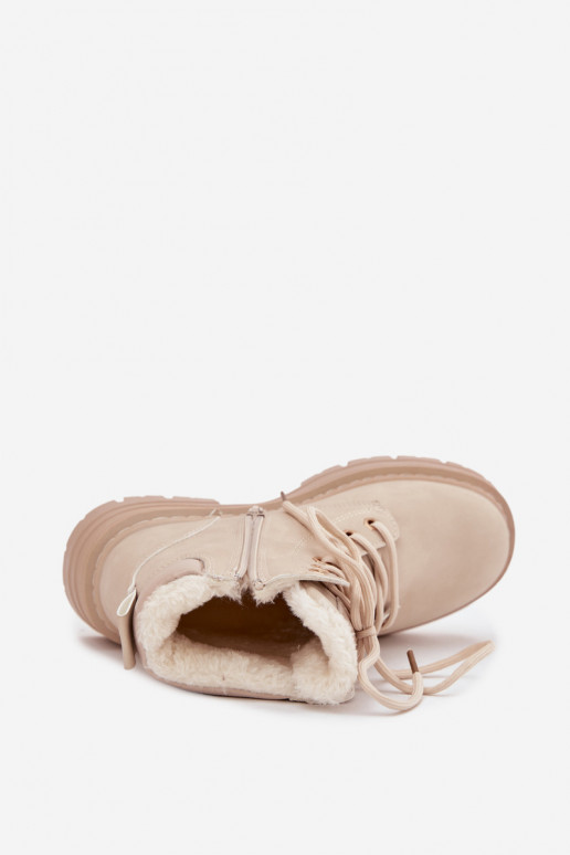 apavi Sieviešu siltināti ar kažokādu Uz pili Ziloņkaula krāsas Tharika