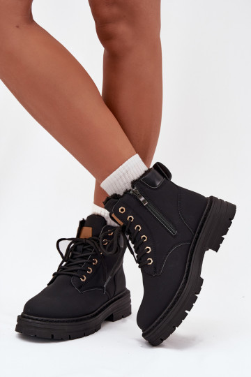 apavi Sieviešu siltināti ar kažokādu Uz pili melnas krāsas Tharika 2