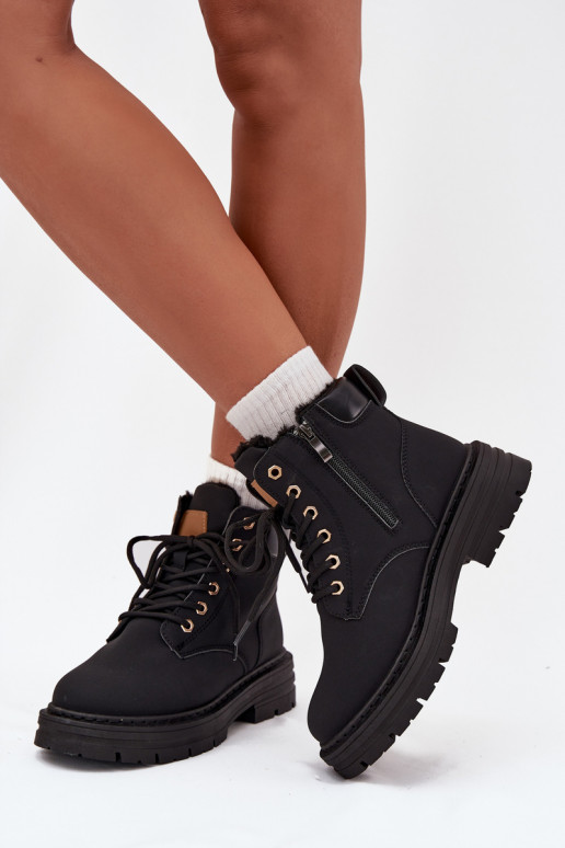 apavi Sieviešu siltināti ar kažokādu Uz pili melnas krāsas Tharika