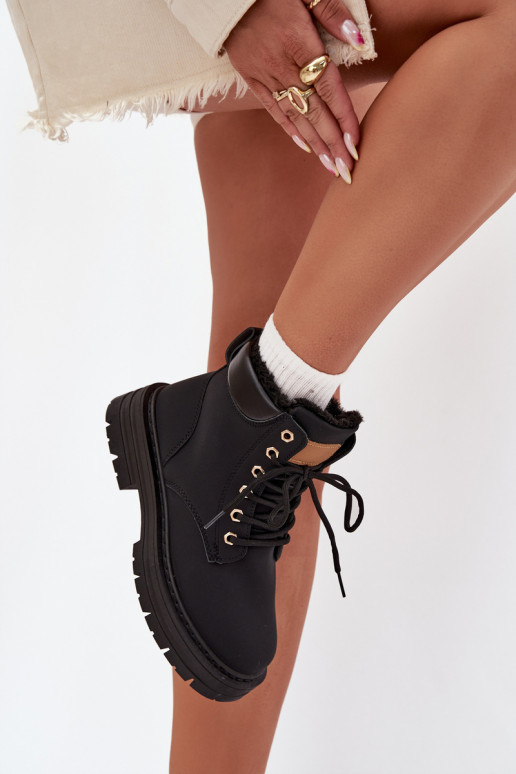 apavi Sieviešu siltināti ar kažokādu Uz pili melnas krāsas Tharika