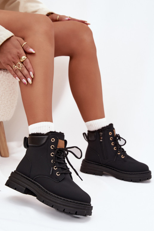 apavi Sieviešu siltināti ar kažokādu Uz pili melnas krāsas Tharika