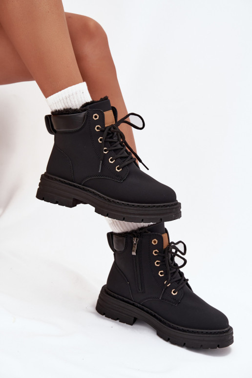 apavi Sieviešu siltināti ar kažokādu Uz pili melnas krāsas Tharika