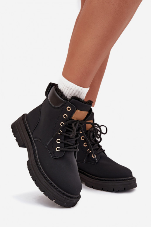 apavi Sieviešu siltināti ar kažokādu Uz pili melnas krāsas Tharika