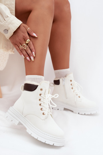 apavi Sieviešu siltināti ar kažokādu Uz pili baltas krāsas Tharika