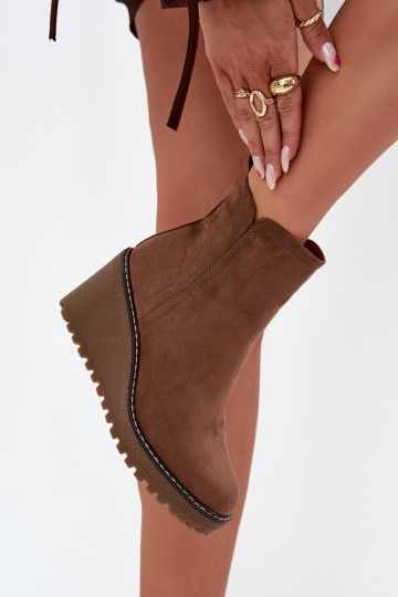 siltināti Sieviešu puszābaki Uz ĶīļaEko zamšādau brūnas krāsas Tā irvona 2