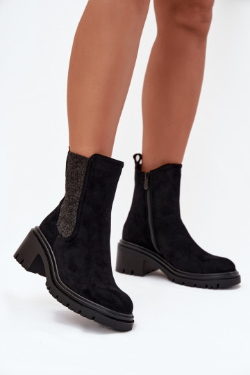 stilīgi puszābaki Sieviešu siltināti Klockā melnas krāsas Zoralia