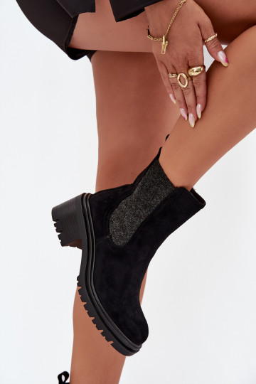 stilīgi puszābaki Sieviešu siltināti Klockā melnas krāsas Zoralia 2