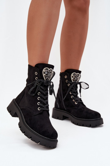 zābaki Ar rotaslietu rotājumiem siltināti Eko zamšādaoIne melnas krāsas Miryssa