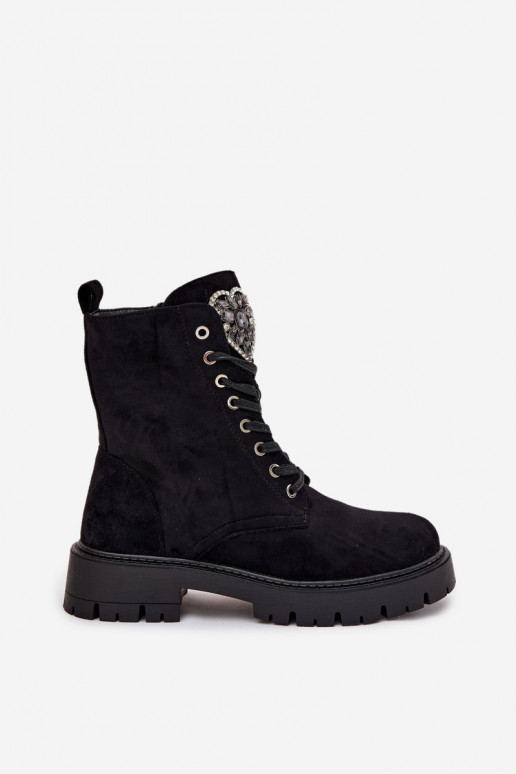 zābaki Ar rotaslietu rotājumiem siltināti Eko zamšādaoIne melnas krāsas Miryssa