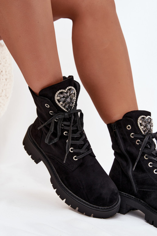 zābaki Ar rotaslietu rotājumiem siltināti Eko zamšādaoIne melnas krāsas Miryssa