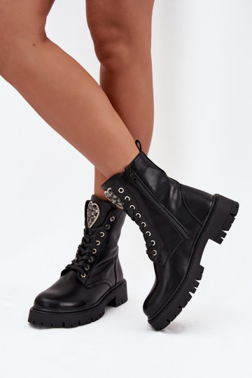 zābaki Ar rotaslietu rotājumiem siltināti Eko Āda melnas krāsas Miryssa