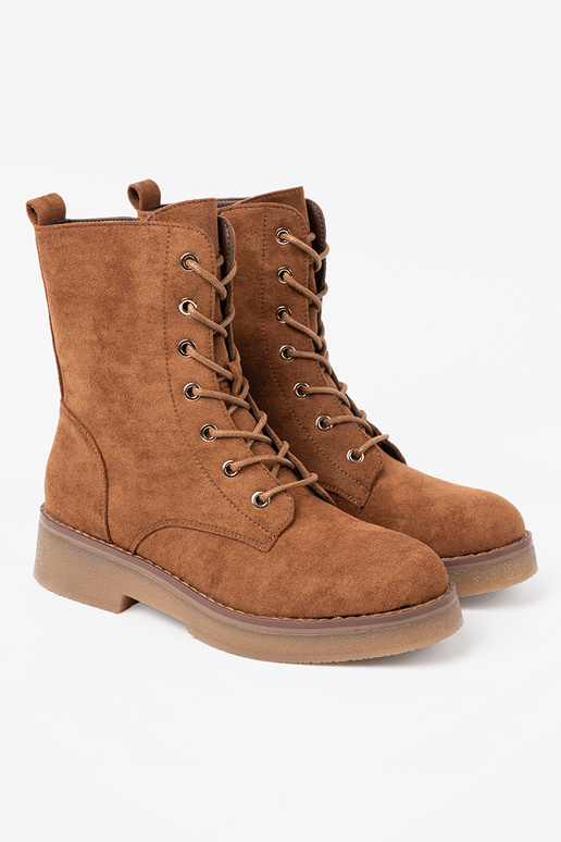 Ērti zābaki In kolorze karmeloInym uz plakanas zoles