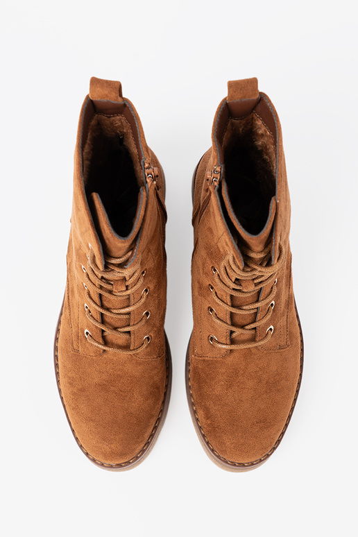 Ērti zābaki In kolorze karmeloInym uz plakanas zoles