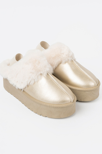 Zelta krāsas Apavi a'la Sieviešu sniega zābaki z balta krāsam kažokādas