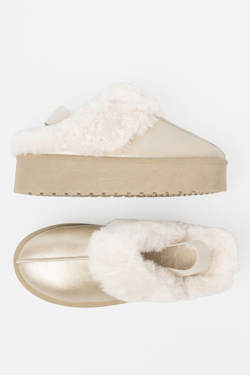 Zelta krāsas Apavi a'la Sieviešu sniega zābaki z balta krāsam kažokādas