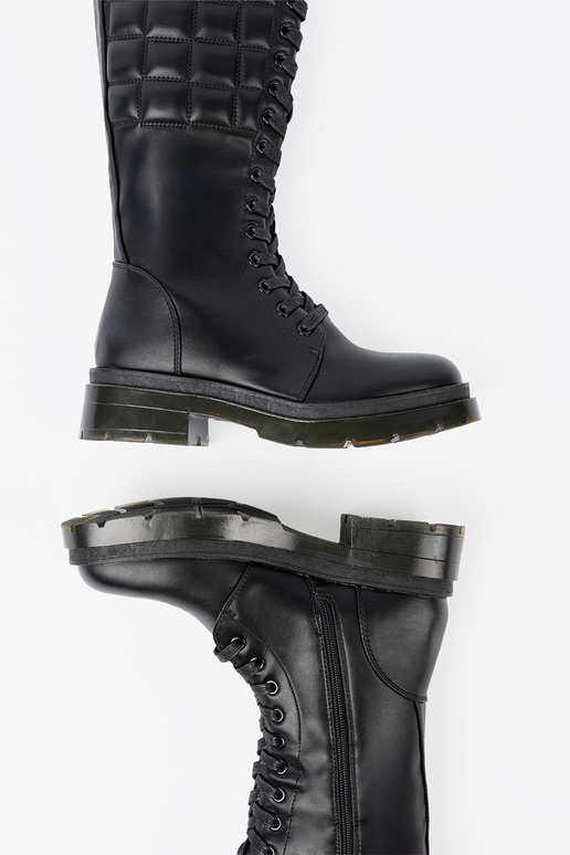 Klasiska modeļa Melnas krāsas garie zābaki z šņorēšanam i suInakiem