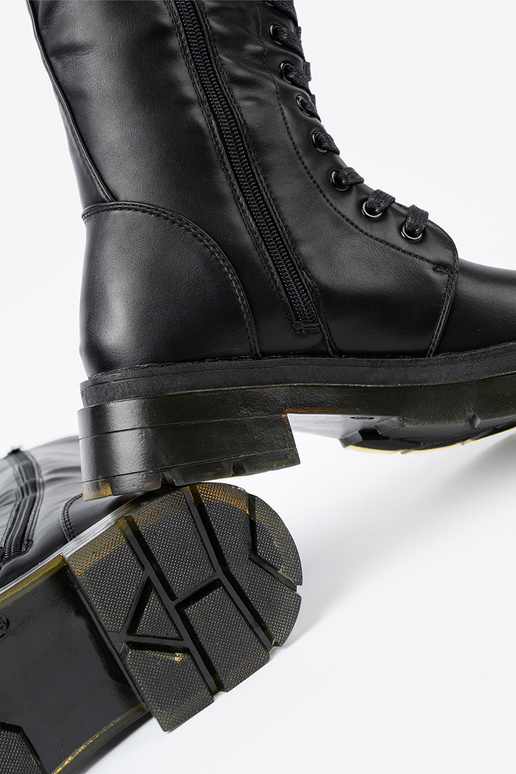 Klasiska modeļa Melnas krāsas garie zābaki z šņorēšanam i suInakiem