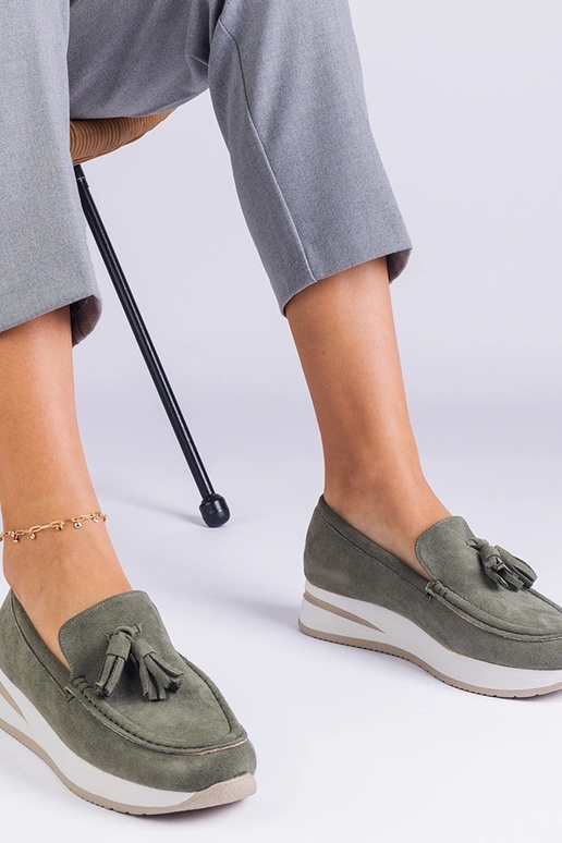 Zaļi sieviešu platformas kurpes ar...