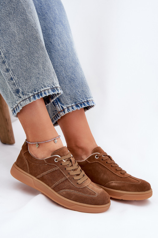 zamšādas Zems Sneakers modeļa apavi Sieviešu brūnas krāsas Paliana