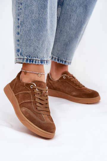 zamšādas Zems Sneakers modeļa apavi Sieviešu brūnas krāsas Paliana 2