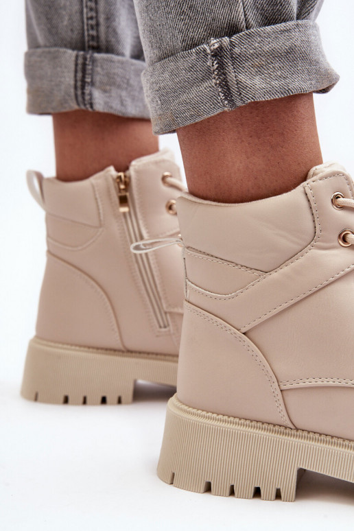 Sieviešu apavi ar rāvējslēdzējiem siltināti smilšu krāsas Gremiva