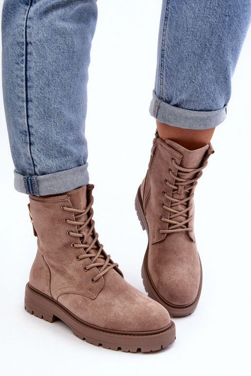 Sieviešu zābaki ar rāvējslēdzējiem smilšu krāsas Ninsuni Sieviešu zābaki ar rāvējslēdzējiem smilšu krāsas Ninsuni