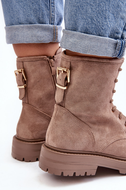 Sieviešu zābaki ar rāvējslēdzējiem smilšu krāsas Ninsuni Sieviešu zābaki ar rāvējslēdzējiem smilšu krāsas Ninsuni