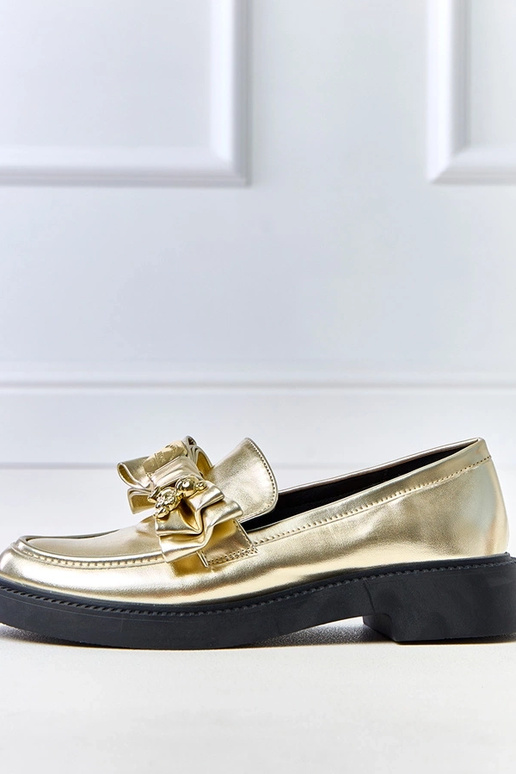 Zelta mokasīni ar lentīti un lācīti...