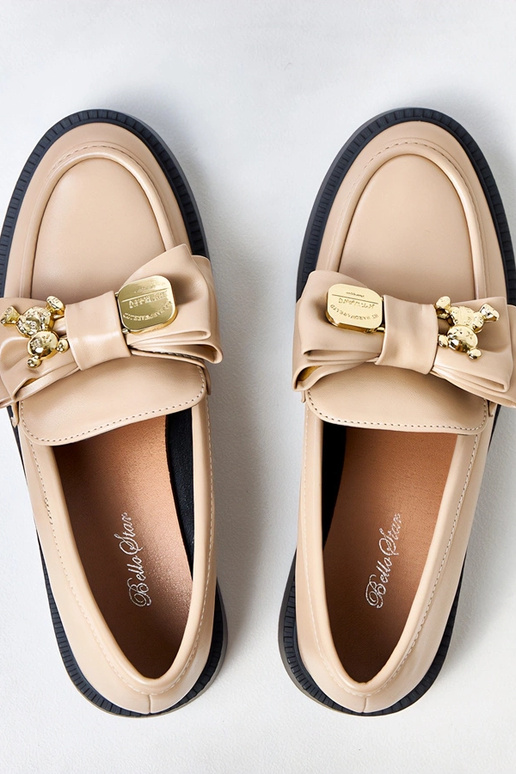 Smilšu krāsas mokasīni ar lentīti un...