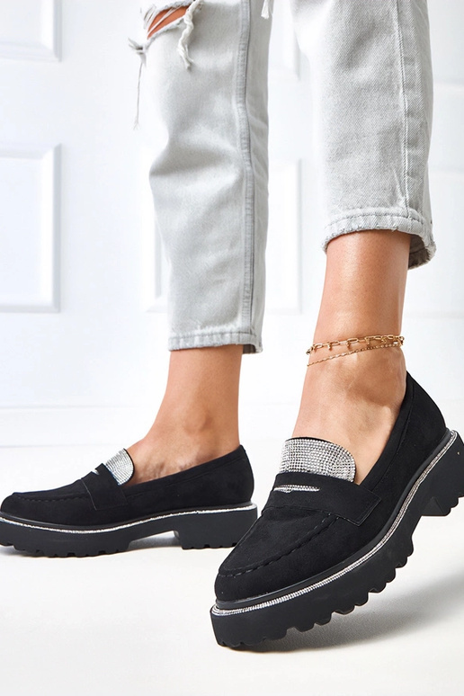 Melni mākslīgā zamša mokasīni ar...