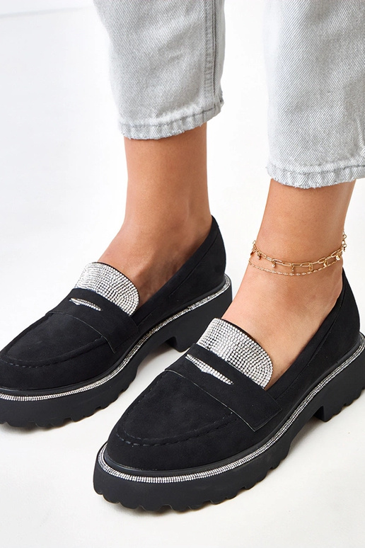 Melni mākslīgā zamša mokasīni ar...