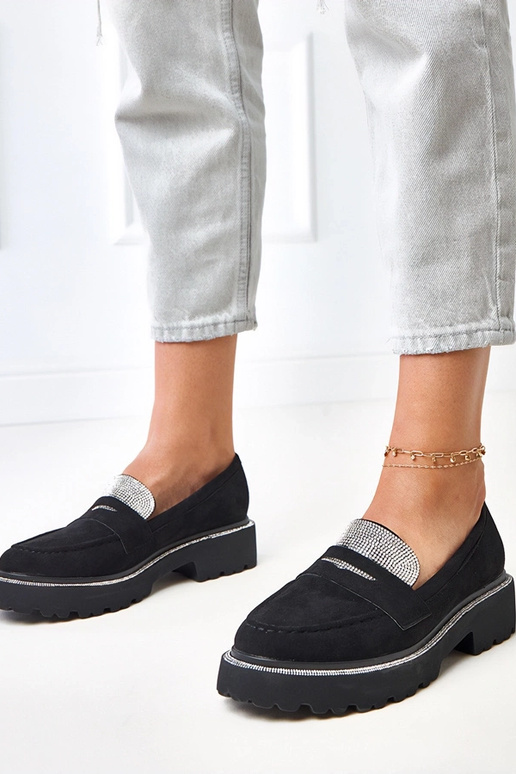 Melni mākslīgā zamša mokasīni ar...