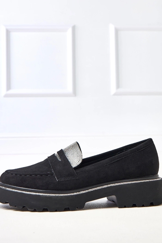 Melni mākslīgā zamša mokasīni ar...
